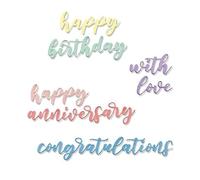 Sizzix Thinlits Die 665089 Script Sentiments by Sharon Drury, 6 Pack, Multicolour, One Size