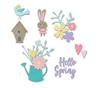 Sizzix Thinlits Die 665091 Hello Spring by Olivia Rose, 16 Pack, Multicolour, One Size