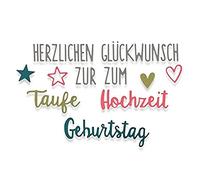 Sizzix Thinlits Die 8PK-Herzlichen Glückwunsch (Congratulations Set), Metal, Multi-Colour, 17.9 x 9.3 x 0.2 cm