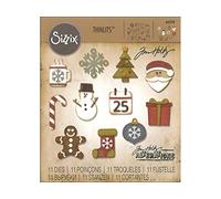 Sizzix Thinlits Die Set 11PK-Mini Christmas Things by Tim Holtz, Carbon Steel, Multicolour, 19.1 x 14.4 x 0.4 cm