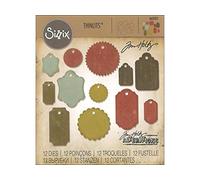 Sizzix Thinlits Die Set 12PK-Gift Tags by Tim Holtz, Carbon Steel, Multicolour, 19.1 x 14.4 x 0.4 cm