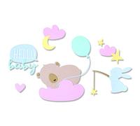 Sizzix Thinlits Die Set 12PK Hello Baby by Olivia Rose, 665805, Multicolor, One Size