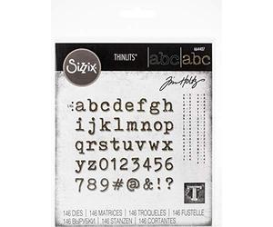 Sizzix Thinlits Die Set 146 Pack 664407 Alphanumeric Tiny Type Lower by Tim Holtz, Multi-Colour, One Size