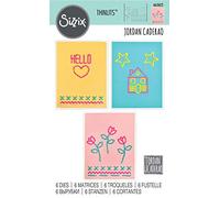Sizzix Thinlits Die Set 6 Pack 663622 House Heart Flower & Star Stitchlits by Jordan, Multicolour, One Size