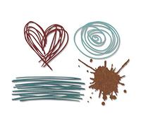 Sizzix Thinlits Die Set 660222, Scribbles & Splat by Tim Holtz, Pack of 4