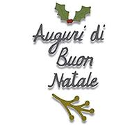 Sizzix Thinlits Die Set 662156, Auguri di Buon Natale Italian Phrase (Best Christmas Wishes), 6 Pack
