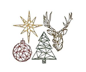Sizzix Thinlits Die Set 664202, Geo Christmas by Tim Holtz, 4 Pack, One Size, Multi-Colour Colour