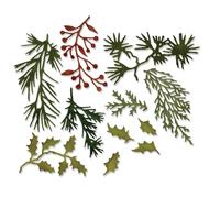 Sizzix Thinlits Metal Cutting Dies Tim Holtz Christmas Holiday Greens Mini661597