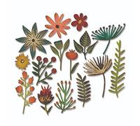 Sizzix Thinlits Pack of 15 Funky Floral #3 Die Set, Carbon Steel, Multi-Colour, 19.1 x 14.4 x 0.4 cm