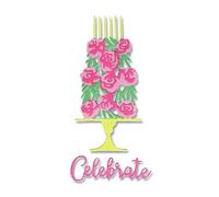 Sizzix Thinlits Set 4PK Celebrate Cake by Jen Long | 664243 | Metal Cutting Die for Cardmaking, Scrapbooking, Papercraft and More, Grey, One Size