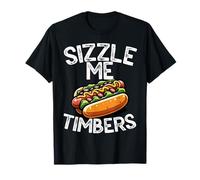 Sizzle Me Timbers Funny Hot Dog BBQ Pirate Food Pun T-Shirt