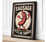 Sizzle Me Timbers Retro Canvas Wall Art Print 30x20 Inch