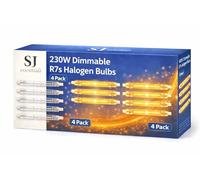 SJ essentials 4 Pack R7s Halogen Bulb 118mm 230W 230V | Linear Floodlight Bulbs | J118 Warm White 2800K | Dimmable R7s Security Light Replacement | High Brightness 4650lm | Energy Class G