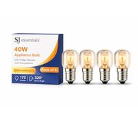 SJ essentials 40W Oven Light Bulb E14 SES - Heat Resistant 300°C Appliance Bulb - Cooker, Fridge, Sewing Machine & Salt Lamp - Warm White 2700K - Pack of 4