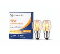 SJ essentials 40W Oven Light Bulb E14 SES - Heat Resistant 300°C Appliance Bulb - Cooker, Fridge, Sewing Machine & Salt Lamp - Warm White 2700K - Pack of 2