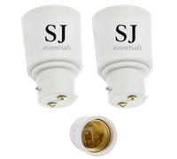 SJ essentials B22 to E27 Plastic Adapter Converter, Bayonet BC to Edison Screw ES Lamp Holder Socket Adaptor, Heat Resistant Light Bulb Base for LED CFL Halogen & Incandescent Bulbs (2, B22 to E27)