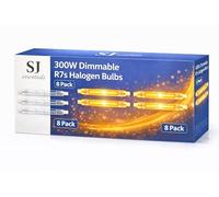 SJ essentials Dimmable R7s Halogen Bulb 118mm 300W - J-Type Linear Double Ended Light Bulb 230V 4480LM, Warm White 2800K, R7s 118mm Floodlight Replacement for Security, Work, Landscape Lighting (8)
