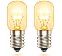 SJ essentials E14 Salt Lamp Bulb 15W Dimmable SES Pygmy T20 Small Edison Screw, 2700K Warm White, 300°C High Temp Oven Bulb for Himalayan Salt Lamp, Wax Melt Burner, Fridge, Microwave - 2 Pack