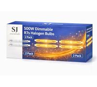 SJ essentials R7S Halogen Bulb 118mm 500W Dimmable 230V 4650lm 2700K Warm White Linear Tungsten Floodlight J118 Security Light Bulb Energy Saving ECO (118mm, 2, Count)