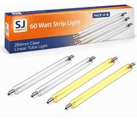 SJ essentials Striplight Bulb 240V 60W 284mm Clear - Linear Tube Light for Cabinet, Mirror, Picture, Shaver Lights - Replacement Warm White Strip Light, 284mm Length - Energy Class G - 4 Pack