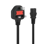 SJ essentials UK 10ft 3m Power Cable C13 IEC Kettle Lead 13A 250V Black for PC Computer TV Monitor Printer Replacement AC Power Cord 18AWG BS1363 Plug Mains Lead Power Supply Cable UK Plug (1 Pack)