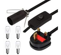 SJ essentials UK Salt Lamp Replacement Electrical Lamp Light Fittings - 2 Metal Clip Design with UK 3-Pin Plug + 4 Bulb - Durable Salt Lamp Cable for Himalayan Salt Lamps and Decorative Lighting
