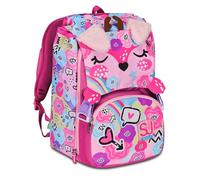 SJ Gang Expandable School Backpack, Pink, PinkHugs, Double Compartment Backpack Extensible Through Side Zips, Bottle Pocket, Elementary and Middle Schools, Girls, pink, Taglia unica, Expandable School