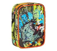 SJ Gang RexMe Green Black Speed Pencil Case with Removable Planks and Pens, Pencils, Colours, Backpack, Elementary, Medium, Child, Green, Taglia Unica, Modern