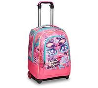 SJ GANG Rolling backpack, Wheeled Book Bag, 2 in 1, Backpack + Trolley, for Teen, Girls&Boys, For School, Sport, Free Time, Laptop Sleeve, Italian Design, multicolor with Butterflies!
