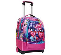 SJ GANG Rolling backpack, Wheeled Book Bag, 2 in 1, Backpack + Trolley, for Teen, Girls&Boys, For School, Sport, Free Time, Laptop Sleeve, Italian Design, multicolor with Hearts!