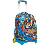 SJ GANG Rolling backpack, with Wheeled Book Bag, 3 in 1, Detachable Backpack + Trolley, for Teen, Girls&Boys, For School, Sport, Free Time, Laptop Sleeve, Italian Design, multicolor with Tiger!