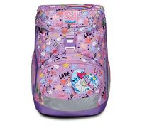 SJ Gang School Backpack Updown Soft, Purple, Cute Notes, Monoscompartment with Adjustable Waist Strap, Side Pocket with Zip, Mesh Bottle Pocket, Elementary, Middle Schools, Girls, Girls, purple,
