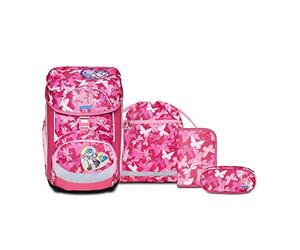 SJ GANG School Set UPDOWN BOX - Backpack LADY CHIFFON, ergonomic & sustainable, with adjustable Shoulder Straps + Filled Pencil Case + Pen bag