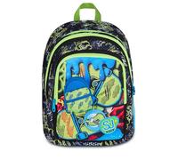 SJ GANG STYLE JAM GANG Advanced Soft Pocket Boy School Backpack, Black, 29L, Double Compartment, 3D Backpack Application on Front Pocket, Side Bottle Pocket, Elementary School, Children