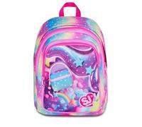 SJ GANG STYLE JAM GANG Advanced Soft POUCH Girl School Backpack, Multicoloured, 29L, Double Compartment, 3D Backpack Application on Front Pocket, Side Pocket for Bottle, Elementary School, Girl