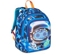 SJ GANG STYLE JAM GANG Advanced Space LED Boy School Backpack, Double Compartment, Blue, 29 L, Top Pocket with LED Device, Bottle Pocket, Elementary and Middle School, Child, Boy