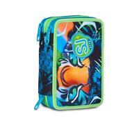 SJ GANG STYLE JAM GANG Air Tiger 3 Zip School Pencil Case, Blue, Triple Compartment Pen Holder Complete With Pens, Pencils, Colours, Accessories Backpack, Elementary School, Children