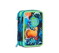 SJ GANG STYLE JAM GANG Air Tiger 3 Zip School Pencil Case, Blue, Triple Compartment Pen Holder Complete With Pens, Pencils, Colours, Accessories Backpack, Elementary School, Children