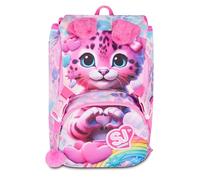 SJ GANG STYLE JAM GANG Big HEART BUDDY GIRL Expandable School Backpack, Pink, 24L, Side Zipper, Soft Lift Cat Ears, Horror Pocket, Elementary and Middle School, Girls