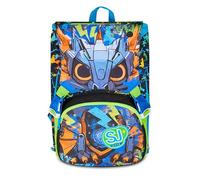 SJ GANG STYLE JAM GANG Large Expandable School Backpack, Black, Backpack with Inner Divider, Top Pocket with LED Eyes, Bottle Pocket, 24 L, Elementary School Backpack, Children