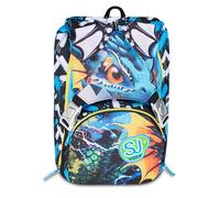 SJ GANG STYLE JAM GANG Big Metal Dragon Boy Expandable School Backpack, Blue, 24 L, Side Zips, Liftable Dragon Wings, Bottle Pocket, Elementary and Middle School, Child, Boy