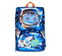 SJ GANG STYLE JAM GANG Big Space LED Boy Expandable School Backpack, Blue, 24 L, Side Zips, Luminous Device on Flap, Bottle Pocket, Elementary and Middle School, Child, Boy