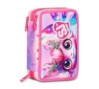 SJ GANG STYLE JAM GANG Cat LED 3 Zip School Pencil Case, Pink, Triple Compartment with Pens, Pencils, Colours, Accessories Backpack, Elementary School, Girl