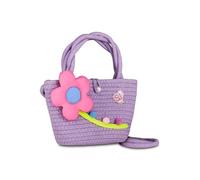 SJ GANG STYLE JAM GANG Cute Mood Shoulder Bag, Lilac, Pearl Barrel Closure, Soft Floral Applique, Soft Shoulder Strap, Leisure, Travel, Gift Idea for Girls