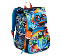 SJ GANG STYLE JAM GANG Expandable Double Compartment Backpack, Blue, Maxi Capacity, Pre-shaped Back, Child, Elementary School