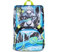 SJ GANG STYLE JAM GANG Big Glace Panther Boy Expandable School Backpack, Light Blue, 24 L, Side Zips, Maxi Side Removable Wings, Bottle Pocket, Elementary and Middle School, Child, Boy