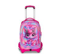 SJ GANG STYLE JAM GANG Jack 3 Wheels Cat Led School Trolley Fuchsia, 3 in 1, Triple Use Backpack with Detachable Trolley, 33 L, Elementary School Backpack, Girl Backpack