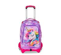 SJ GANG STYLE JAM GANG Jack 3 Wheels School Trolley Fable Journey, Fuchsia, 3 in 1, Triple Use Backpack with Detachable Trolley, 33 L, Elementary School Backpack, Girl Backpack