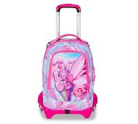 SJ GANG STYLE JAM GANG Jack 3 Wheels School Trolley Plushy Rabbit, Fuchsia, 3 in 1, Triple Use Backpack with Detachable Trolley, 33 L, Elementary School Backpack, Girl Backpack