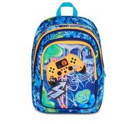 SJ GANG STYLE JAM GANG JOYFUL PINS Boy Advanced School Backpack, Blue, 29L, Double Compartment, Controller Insert with Pins, Front Pocket, Bottle Pocket, Elementary School, Children